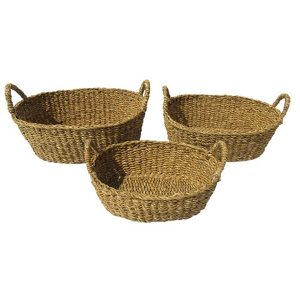 JOGO DE 3 CESTAS OVAIS FIBRA NATURAL C/ALCA REF 23858
