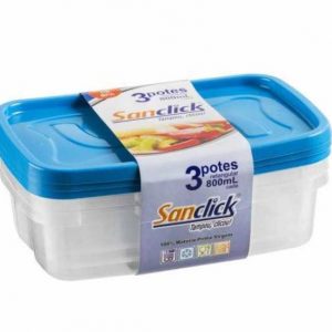 Conjunto 3 Potes Retangulares 800ml Ref.: 3508
