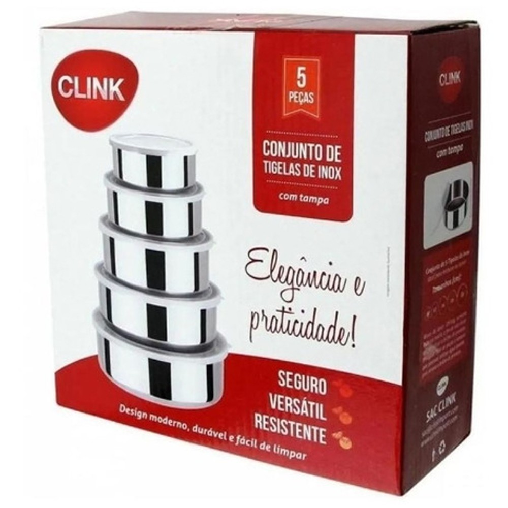 Jogo De Potes 5 Pçs Em Aço Inox Com Tampa Plastica - Imagem 4