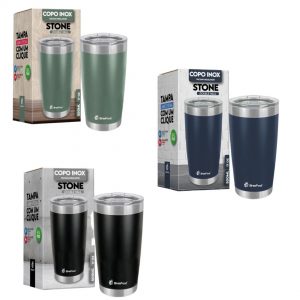 Copo Térmico Stone 500 ml com tampa Cores - Brasfoot