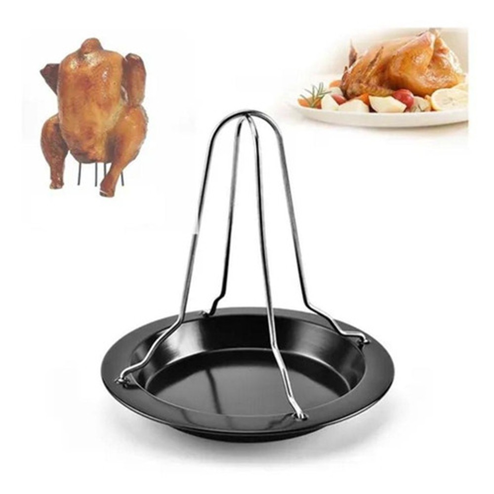 Suporte Para Assar Frango Inox Cromado Acessório Cozinha Kehome - Imagem 2