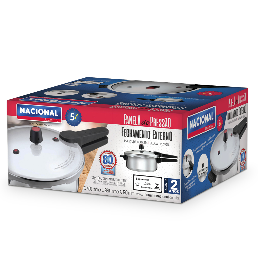 Panela De Pressão 5 Litros Polida C/ Fechamento Externo 16801