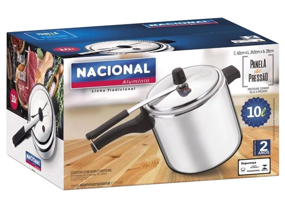 Panela De Pressão 10L Polida Ref.: 16712 Nacional