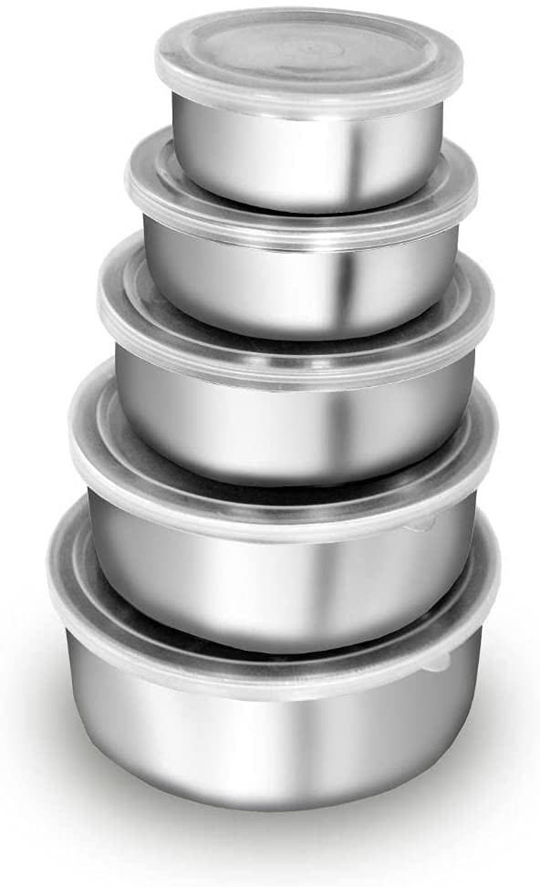 Jogo De Potes 5 Pçs Em Aço Inox Com Tampa Plastica - Imagem 5