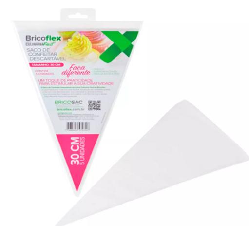 Saco Para Confeitar Descartável 30cm Pacote Com 25 Unidades Bricoflex Ideal Para Cremes Massas Glacês - Imagem 2