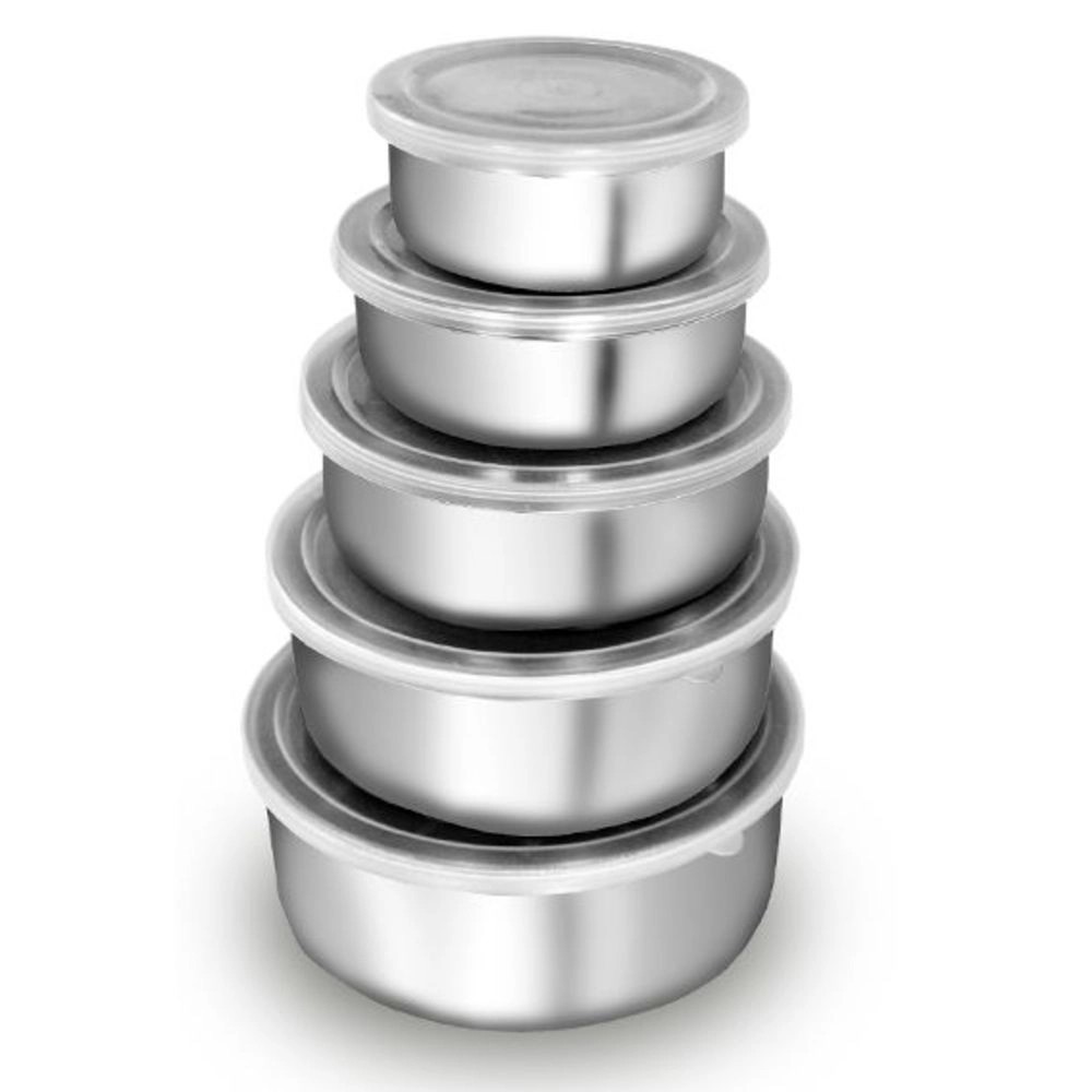 Jogo De Potes 5 Pçs Em Aço Inox Com Tampa Plastica - Imagem 3