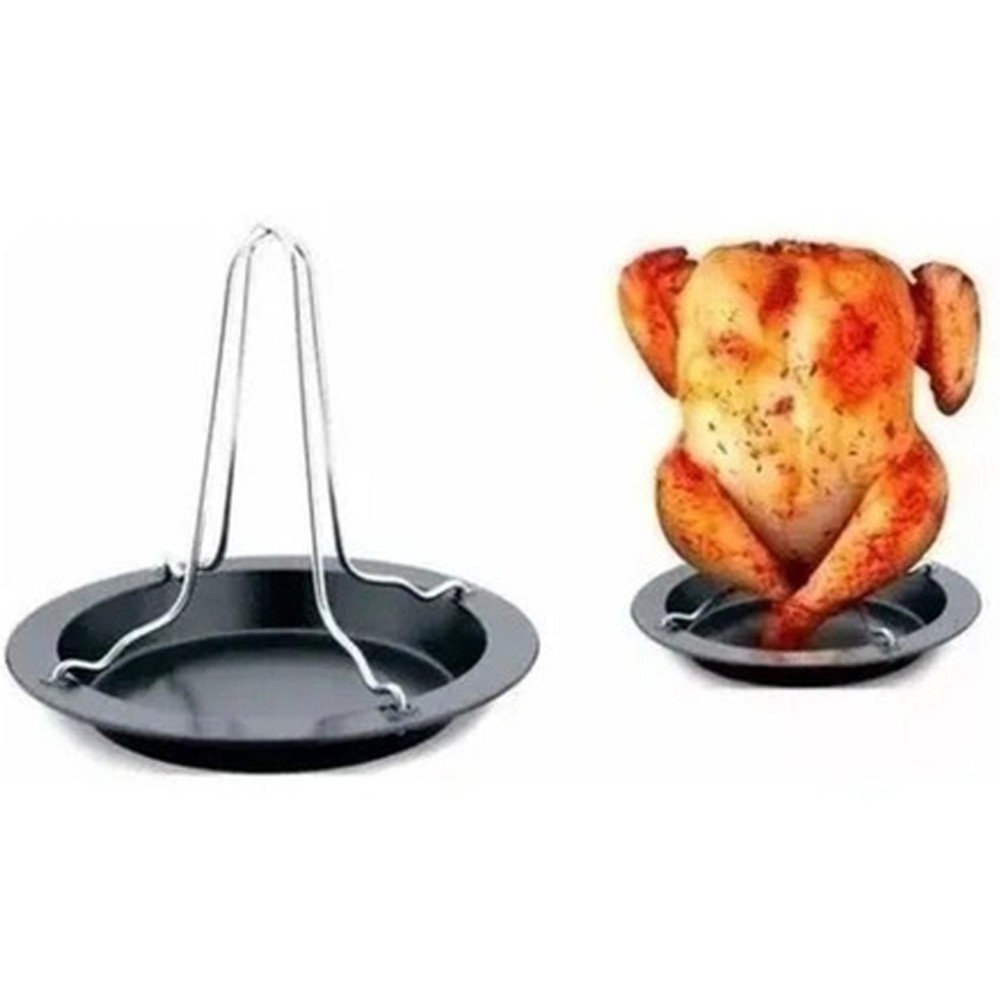 Suporte Para Assar Frango Inox Cromado Acessório Cozinha Kehome - Imagem 3