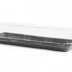 Bandeja Mod FF06CT Preta (31,5 x 11,6 x 6,8cm) c/ Tampa Pet Caixa c/100 Unidades